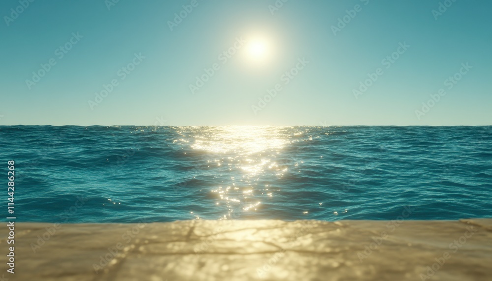 Sunny ocean view from a stone ledge. Sunny ocean view from a stone ledge.