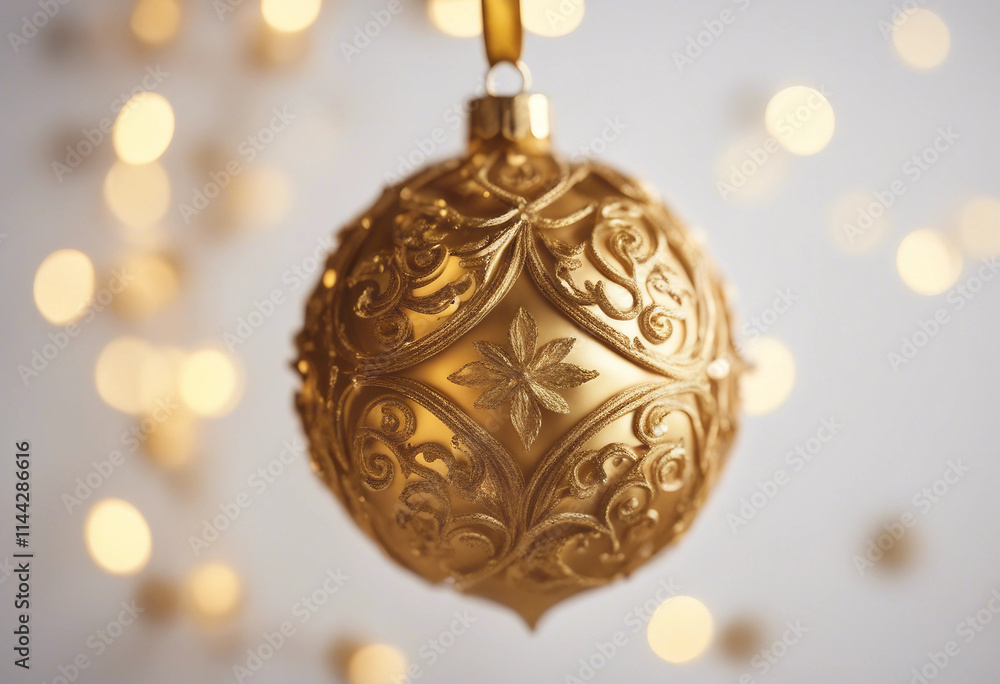A vibrant gold ornament with a matte finish isolated on white background decoration for Christmas tr A vibrant gold ornament with a matte finish isolated on white background decoration for Christmas tr