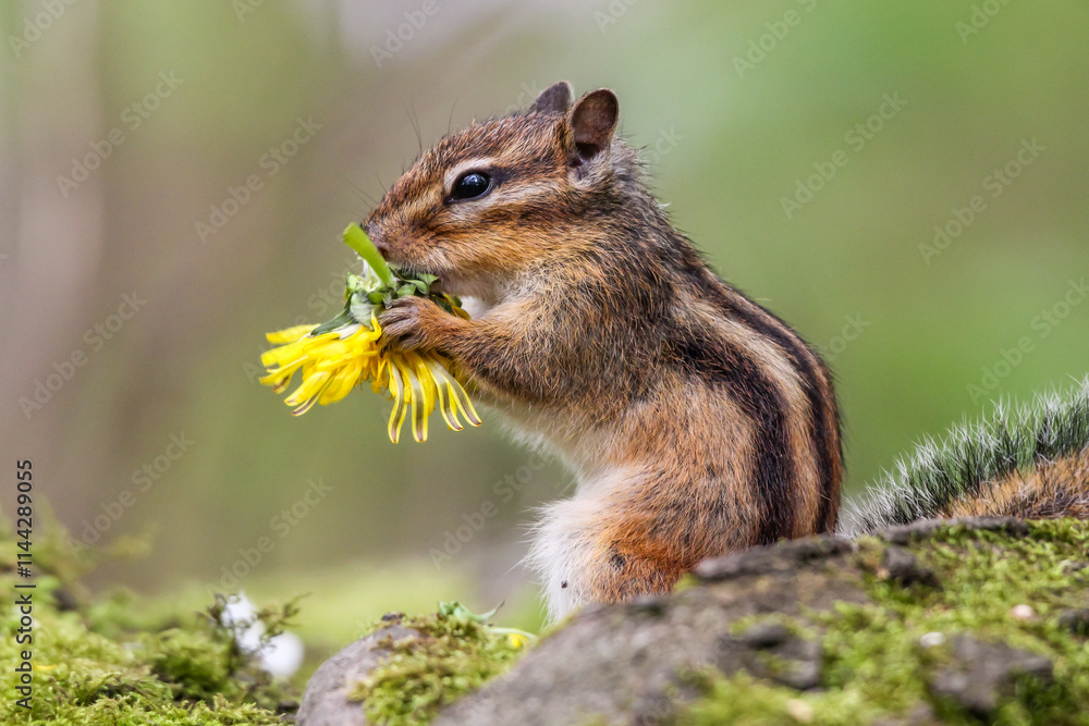 squirrel eating a dandelion in the park squirrel eating a dandelion in the park