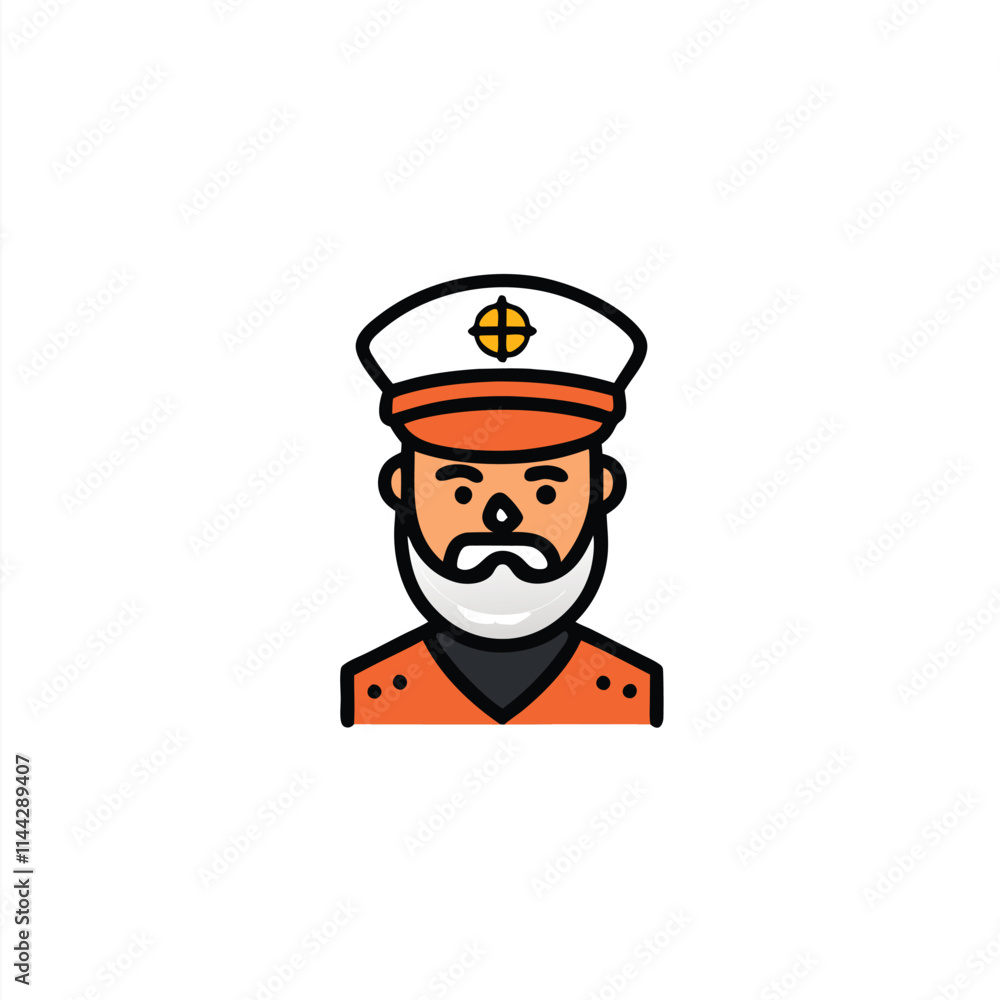 Boatswain with pipe. Portrait of a sea captain, Marine old sailor or bluejacket, whistle and seaman with beard or men seafarer. Boatswain with pipe. Portrait of a sea captain, Marine old sailor or bluejacket, whistle and seaman with beard or men seafarer.