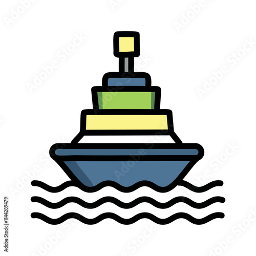 Sea buoy blue color vector illustration, filled design editable outline icon.