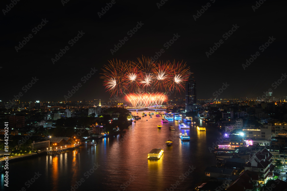 Fireworks - Celebrating Bangkok in Thailand Fireworks - Celebrating Bangkok in Thailand