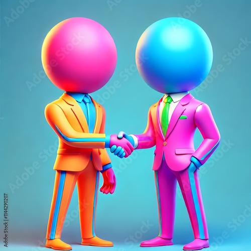 3d people shaking hands