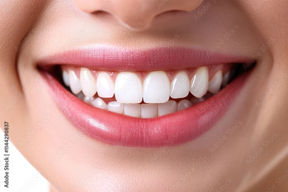 Close-up comparison of a woman's teeth, showcasing a dramatic whitening transformation. Close-up comparison of a woman's teeth, showcasing a dramatic whitening transformation.
