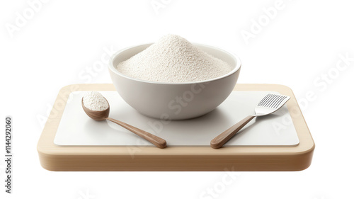 Measuring Ingredients with a Kitchen Scale and Flour Bowl for Accurate Cooking and Baking Measurements. photo