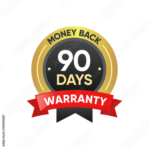 90 Days Warranty Money back badge ribbon vector design