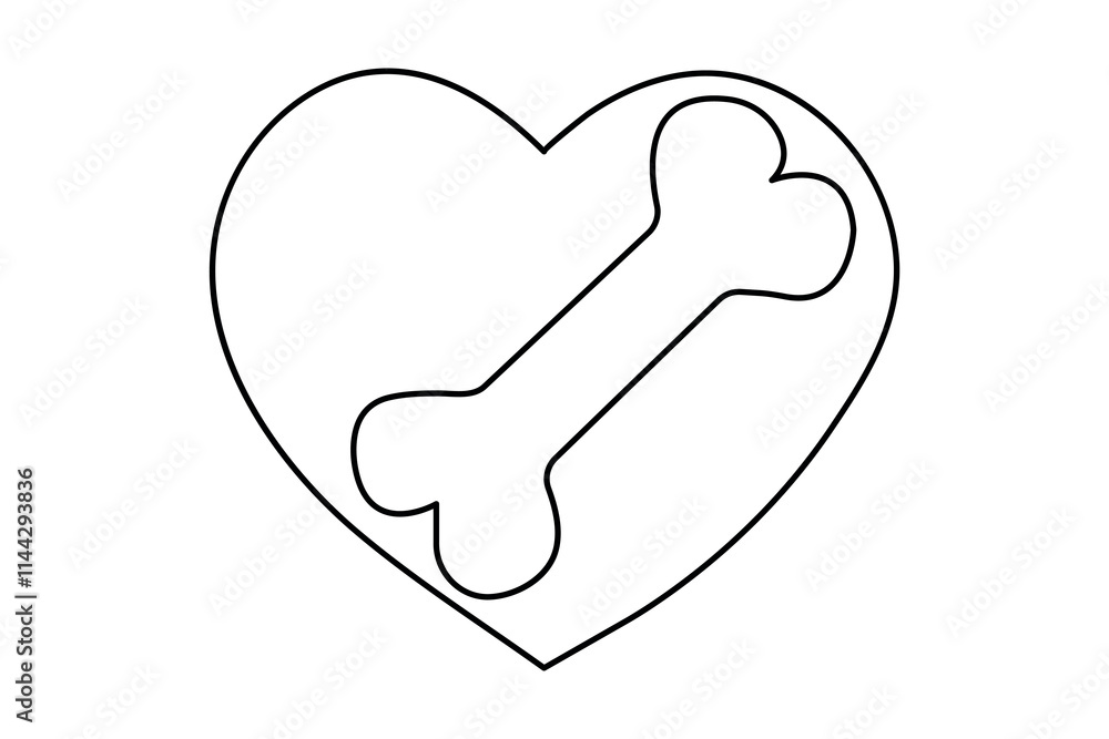Dog bone one line drawing of minimalist vector icon with black and white background
Dog bone one line drawing of minimalist vector icon with black and white background