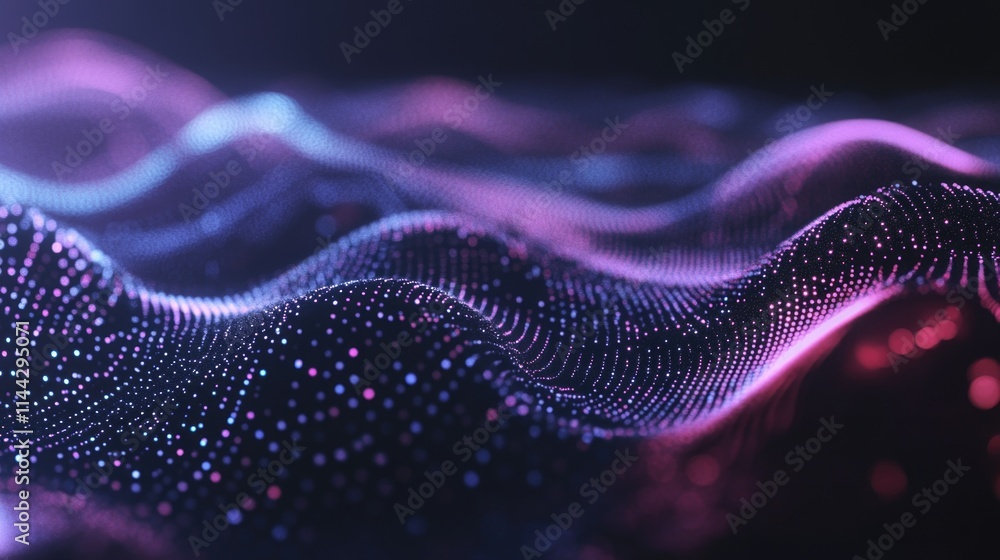 Purple and blue wave with a lot of dots. The wave is very long and has a lot of dots Purple and blue wave with a lot of dots. The wave is very long and has a lot of dots