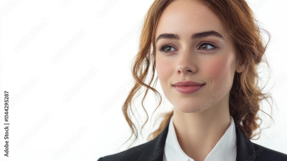 A professional and confident young businesswoman in a formal suit, representing corporate success and leadership. A professional and confident young businesswoman in a formal suit, representing corporate success and leadership.