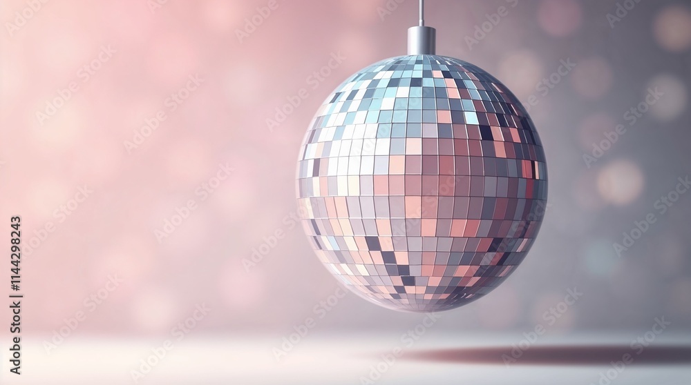 Fototapeta premium Disco ball hanging with a festive mood on a blurred background for decoratio