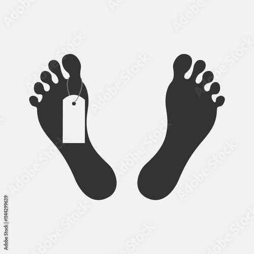 Feet dead man graphic icon. Sign isolated on white background. Vector illustration