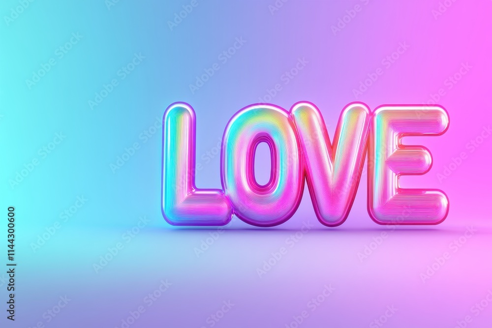 Iridescent Love Word Art in Pastel Background Iridescent Love Word Art in Pastel Background