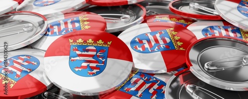 Photos Hesse - round badges with flag - 3D illustration