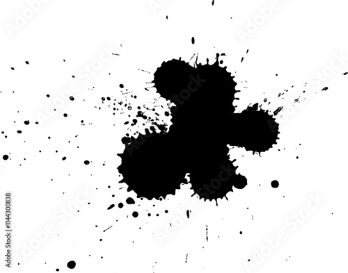 black brush painting dropped splash splatter grunge graphic element