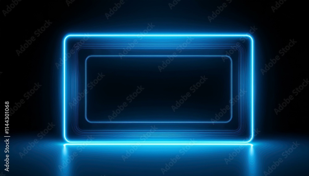 Neon Blue Rectangle Frame: Futuristic glowing blue neon light rectangle frame on dark background. Ideal for presentations, tech designs, and futuristic concepts. Neon Blue Rectangle Frame: Futuristic glowing blue neon light rectangle frame on dark background. Ideal for presentations, tech designs, and futuristic concepts.