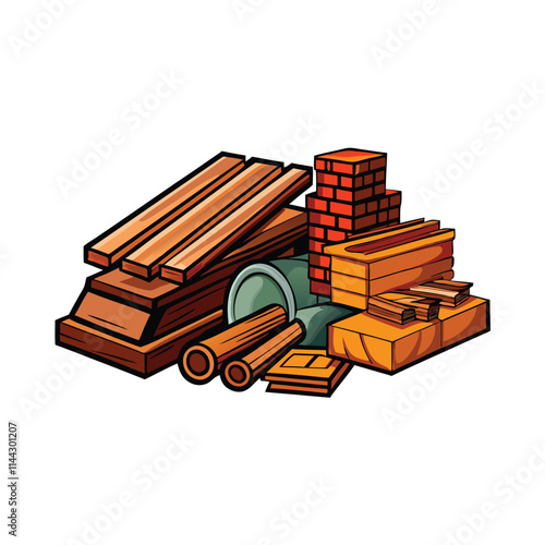 Create a visually appealing infographic showcasing diverse building materials bricks, wood, concrete, steel, glass, and sustainable options.  Highlight textures and applications.