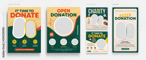 Humanitarian Charity flyer, social media and story bundle set template