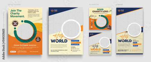 Social activity and charity flyer, social media, and story bundle set