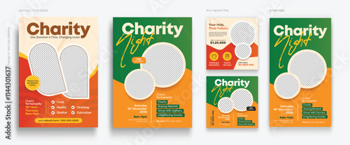 Social activity and charity flyer, social media, and story bundle set