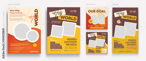 Social activity and charity flyer, social media and story set
