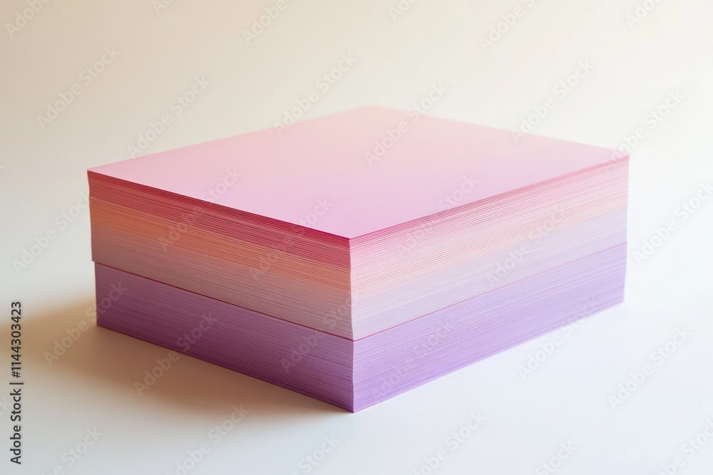 Stack of pastel-colored square sticky notes in ombre shades of pink, purple, and peach. Stack of pastel-colored square sticky notes in ombre shades of pink, purple, and peach.