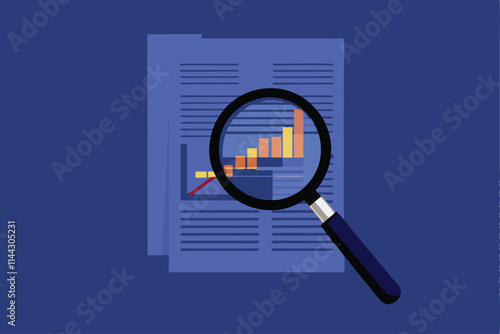 Detailed close-up image of a magnifying glass positioned over a stylized "fina" text,  creating an investigative or analytical background.