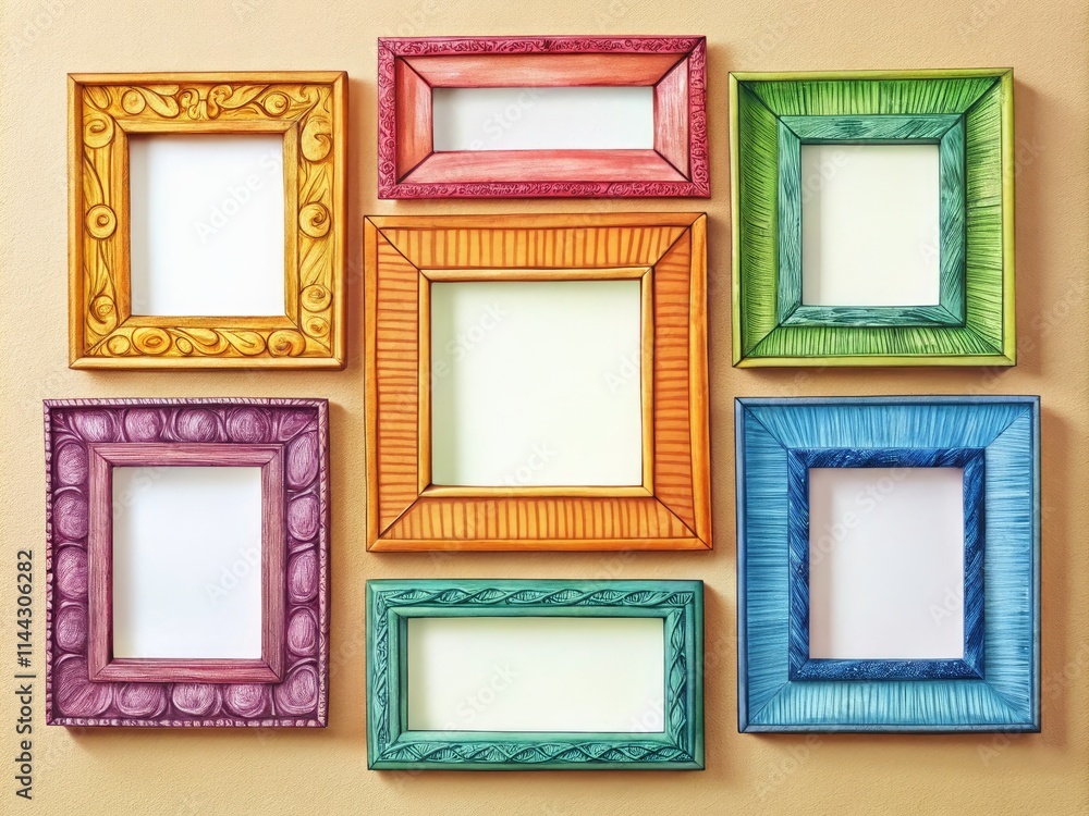 Hand-Drawn Doodle Frame Set: Six Colorful Artistic Sketches for Home Decor Gallery Wall Hand-Drawn Doodle Frame Set: Six Colorful Artistic Sketches for Home Decor Gallery Wall