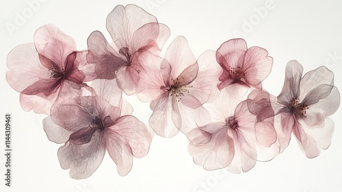 Delicate Pink and Purple Floral Design on White Background