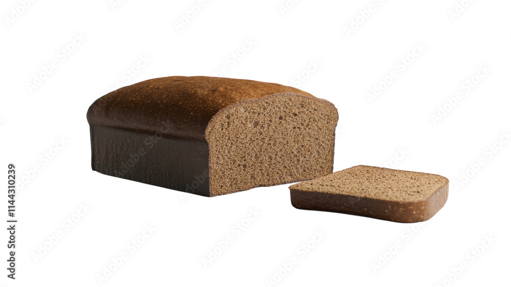 A Freshly Baked Loaf of Bread with a Slice Cut, Perfect for Culinary and Baking Enthusiasts Looking to Enhance Their Recipes and Presentations. A Freshly Baked Loaf of Bread with a Slice Cut, Perfect for Culinary and Baking Enthusiasts Looking to Enhance Their Recipes and Presentations.