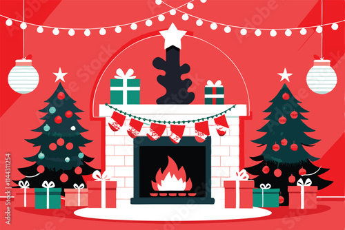 A beautifully decorated Christmas tree encircled by a profusion of colorful wrapped presents and gleaming ornaments, capturing the festive spirit.