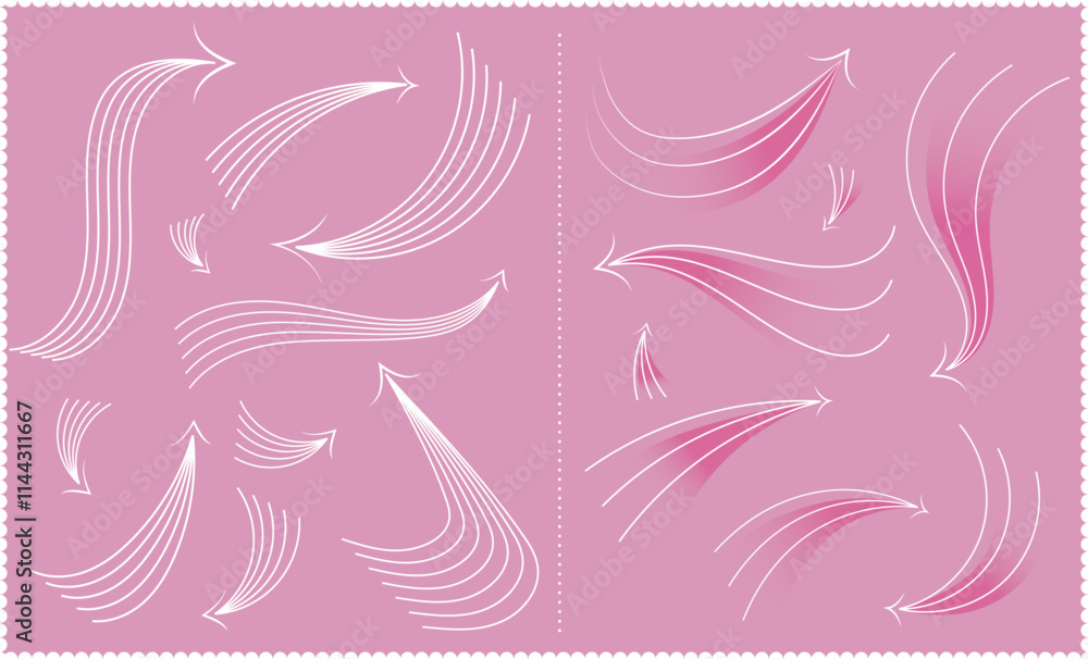 Obraz premium 繊細な線の上品な色々な矢印(Various elegant arrows with delicate lines)