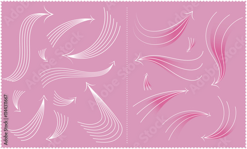 繊細な線の上品な色々な矢印(Various elegant arrows with delicate lines)
