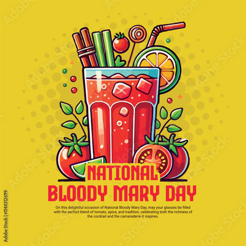 National Bloody Mary Day on January 1st social media post banner template