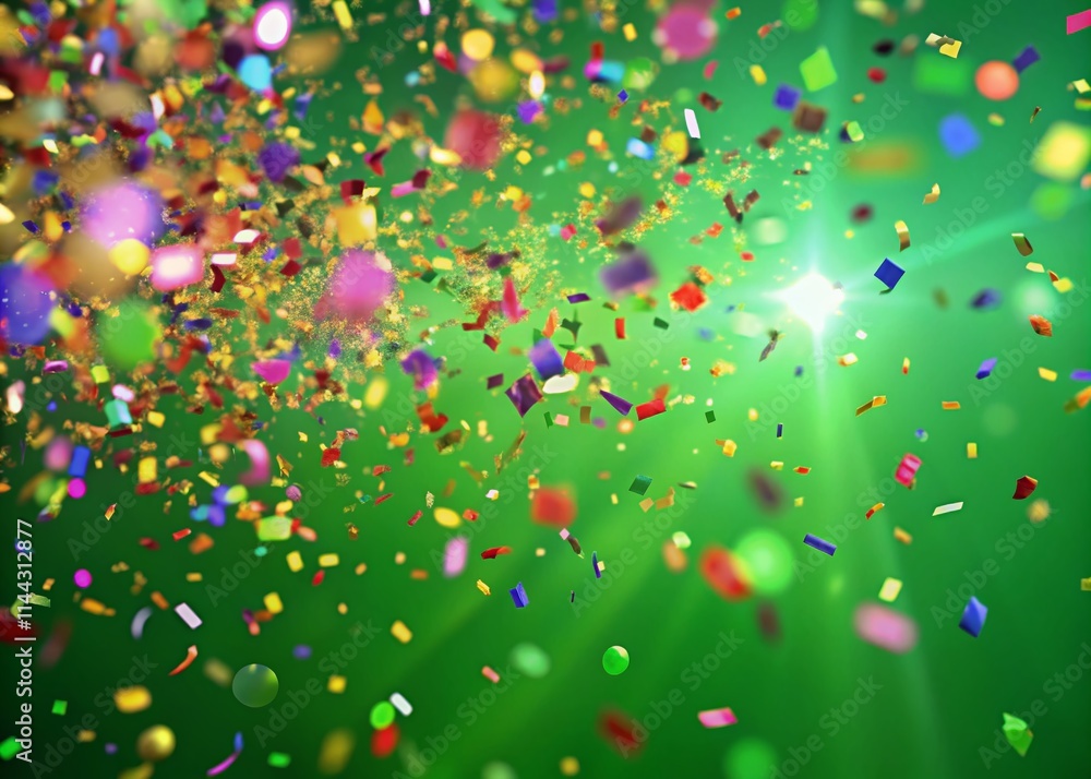 Colorful Confetti Bokeh, 3D Animation, Holiday Green Screen, Festive Background Colorful Confetti Bokeh, 3D Animation, Holiday Green Screen, Festive Background