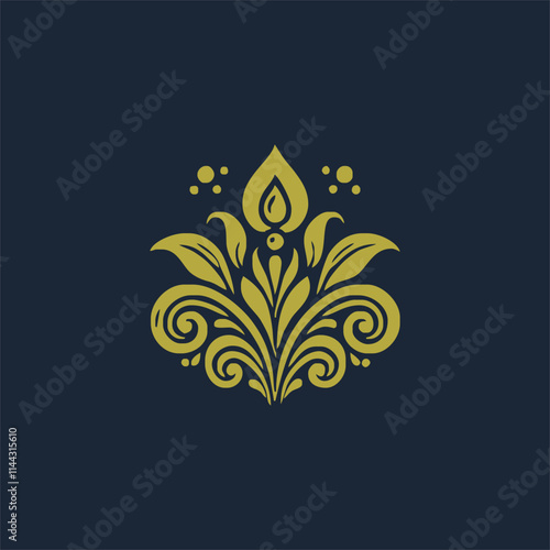 golden decorative elements. Vintage decor floral collection. photo