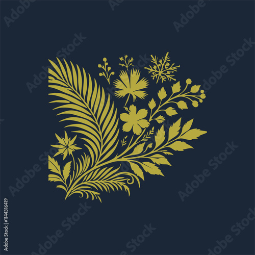 golden decorative elements. Vintage decor floral collection. photo