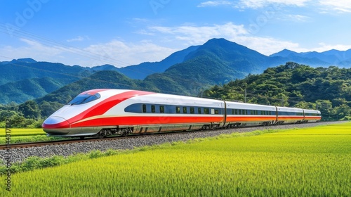 Wallpaper Mural Modern Bullet Train Zooming Through Rural Landscape Torontodigital.ca