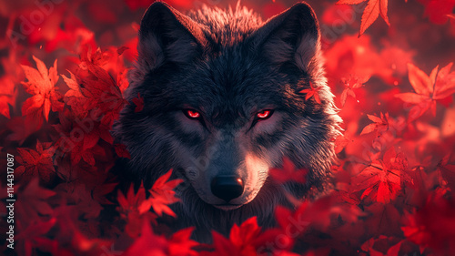 wolf in the middle of nature beautiful stylized lighting, cartoonized photo