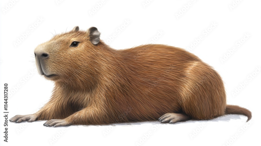 Calm Capybara Resting by Water in Soft Background Calm Capybara Resting by Water in Soft Background