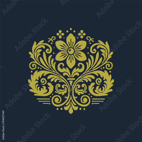 golden decorative elements. Vintage decor floral collection. photo