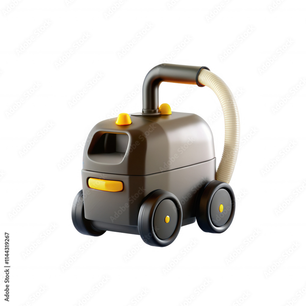 A minimalist 3D model of a toy vacuum cleaner featuring rounded edges and a handle. The design is playful and suitable for children. A minimalist 3D model of a toy vacuum cleaner featuring rounded edges and a handle. The design is playful and suitable for children.