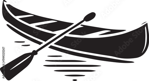 Canoe Silhouette Vector Illustration Icon - Perfect for Outdoor and Adventure Designs

