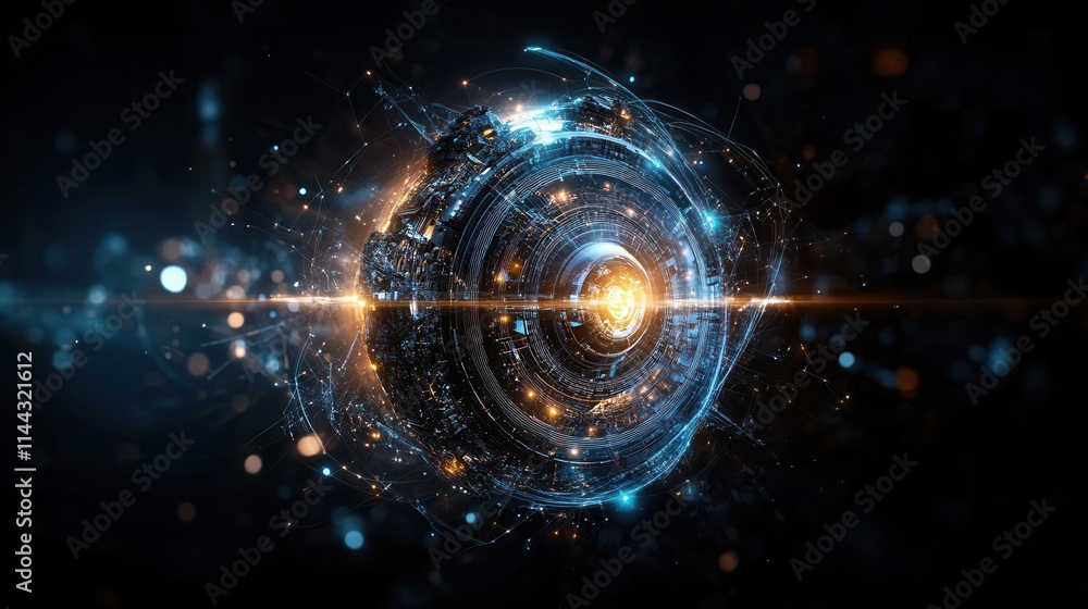 Fototapeta premium Futuristic abstract design featuring glowing carbon structures and intricate details, evoking sense of advanced technology and innovation