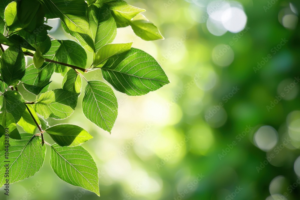 Fresh Green Leaves with Soft Focus Background in Natural Setting Fresh Green Leaves with Soft Focus Background in Natural Setting