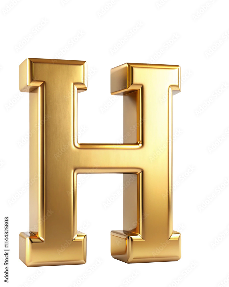 3D golden letter H on transparent background 3D golden letter H on transparent background