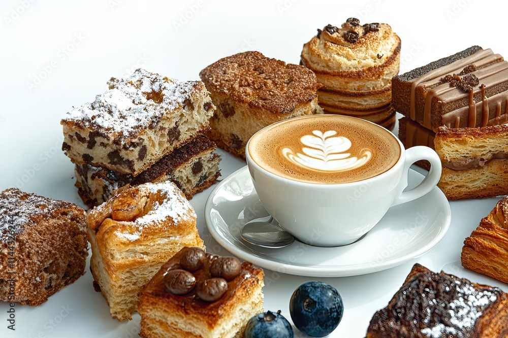 Cappuccino with Assorted Pastries and Sweets Cappuccino with Assorted Pastries and Sweets