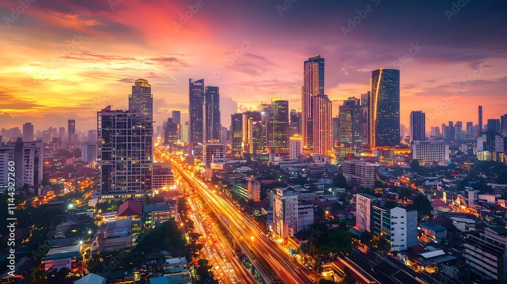 Fototapeta premium Aerial urban energy jakarta