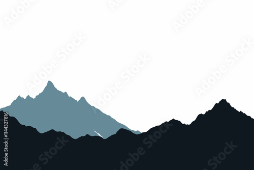 A minimalist vector illustration of mountains against a simple sky, perfect for nature-themed projects and outdoor adventures.