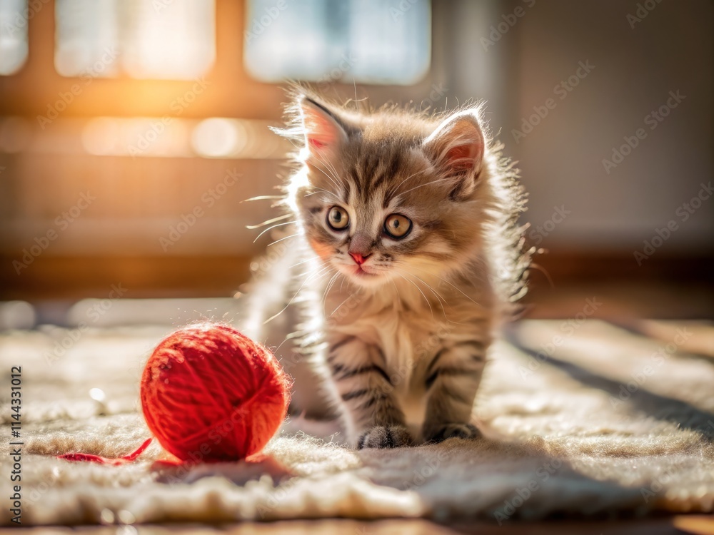 Adorable Kitten Playing with Ball: Bird's Eye View - Cute Feline Fun Adorable Kitten Playing with Ball: Bird's Eye View - Cute Feline Fun