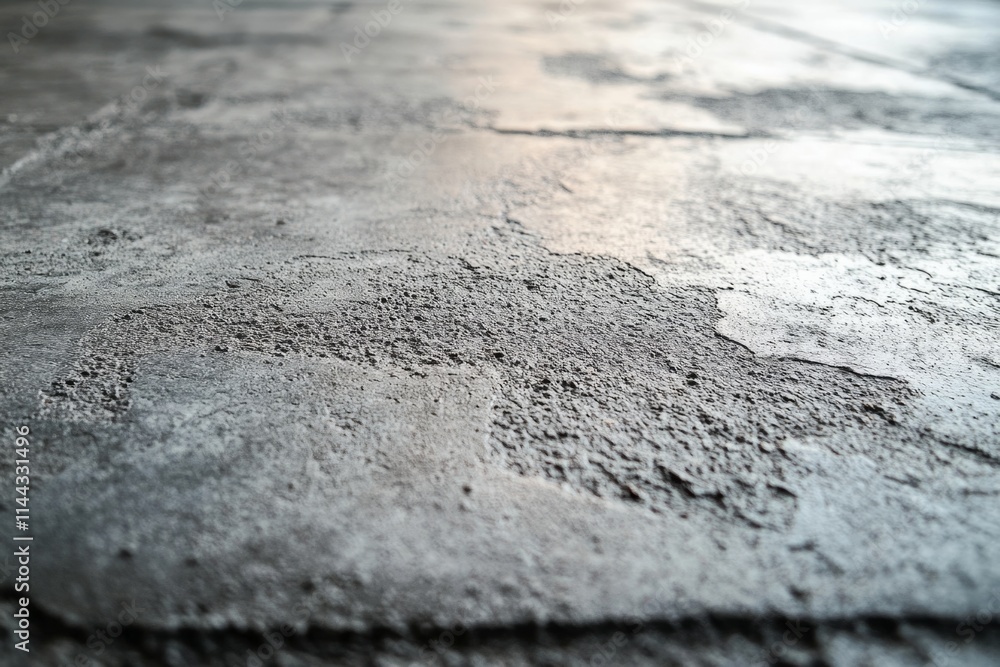 Textured concrete surface with cracks reflecting sunlight, creating an abstract pattern